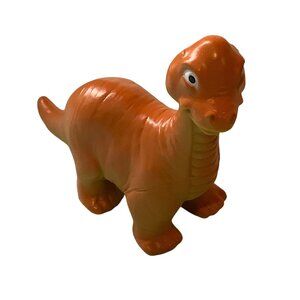 Orange Rubber Brachiosaurus Dinosaur Toy Kids 2018 4.5”x3.5” Long Neck